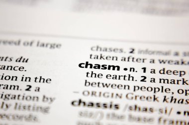 Word or phrase chasm in a dictionary.