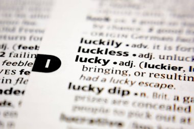 Word or phrase lucky in a dictionary.