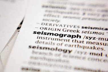 Word or phrase seismograph in a dictionary.