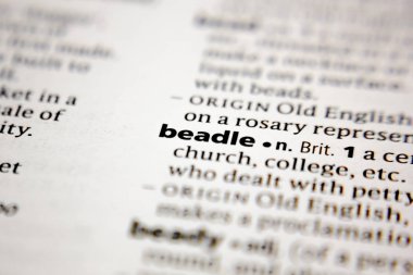 Word or phrase beadle in a dictionary.