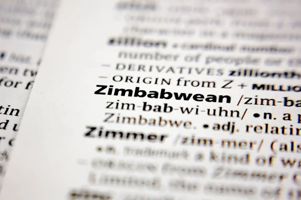 Слово Фраза Зимбабвийский Словаре — стоковое фото
