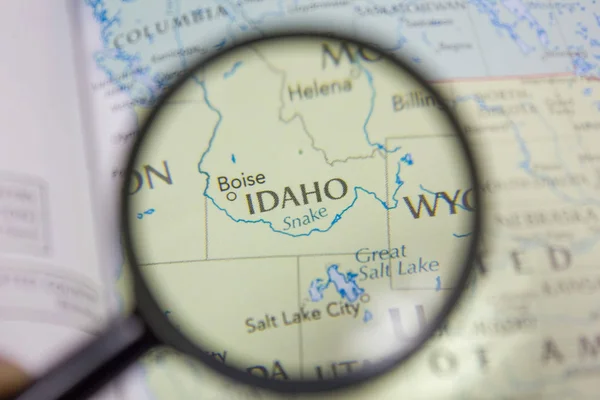 Amerykańskie Państwo Idaho na mapie świata. — Zdjęcie stockowe