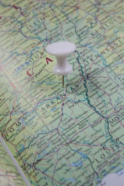 Dünya haritasında Amerikan eyaleti Arkansas. — Stok fotoğraf