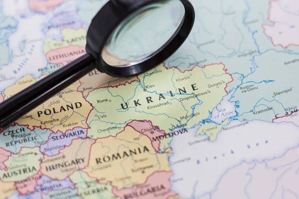 Україна Мапі Світу Або Атласу — стокове фото