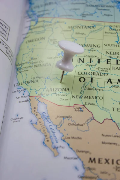 American State Arizona na mapie świata. — Zdjęcie stockowe