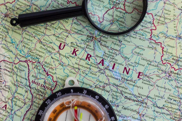 Ukrajina Mapě Světa Nebo Atlasu — Stock fotografie