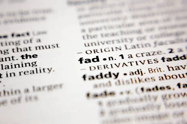 Word or phrase fad in a dictionary. — Stock Photo, Image