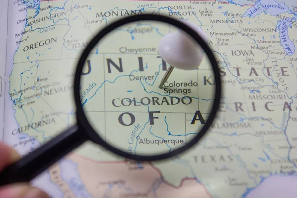 Amerykańskie Państwo Colorado na mapie świata. — Zdjęcie stockowe