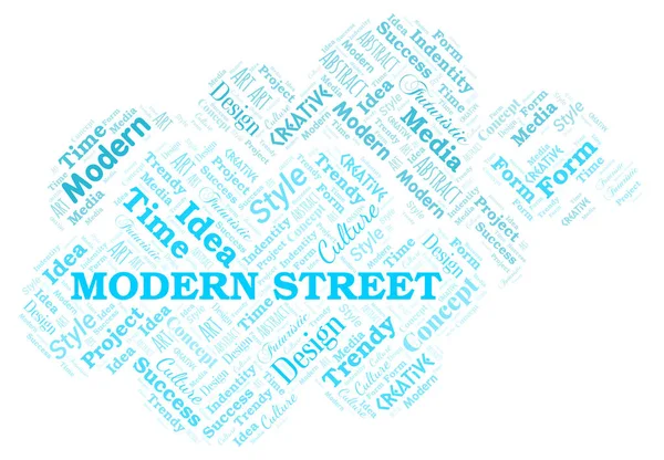 Modern Street kata awan. Wordcloud yang dibuat dengan teks saja . - Stok Vektor