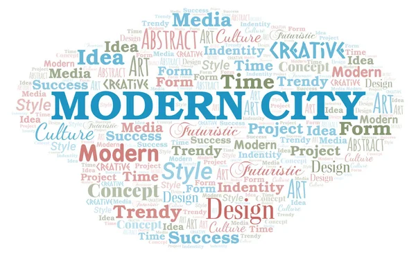 Moderne Stadt Wortwolke. Wordcloud nur mit Text erstellt. — Stockvektor