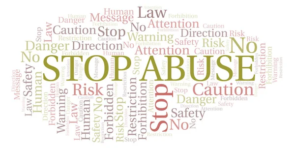 Stop Abuse nube de palabras. Wordcloud hecho solo con texto . — Vector de stock