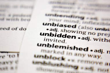 Word or phrase unbidden  in a dictionary.