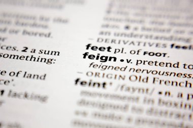Word or phrase feign  in a dictionary.