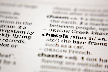 Word or phrase chassis in a dictionary.
