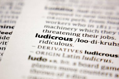 Bir sözlükte kelime ya da cümle gülünç.