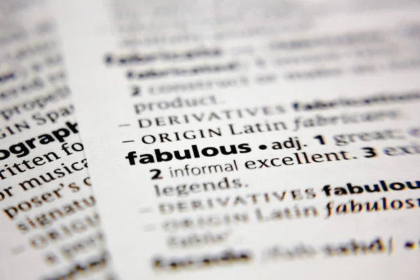 Word or phrase fabulous in a dictionary. — Stock Photo, Image