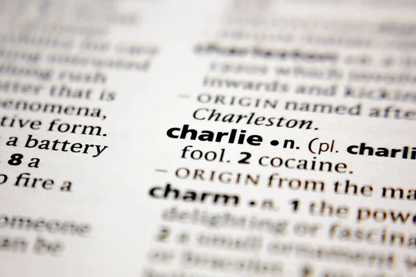 Word or phrase charlie in a dictionary. — Stock Photo, Image