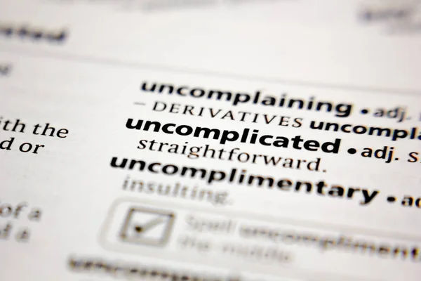 Word or phrase uncomplicated in a dictionary. — Stock Photo, Image