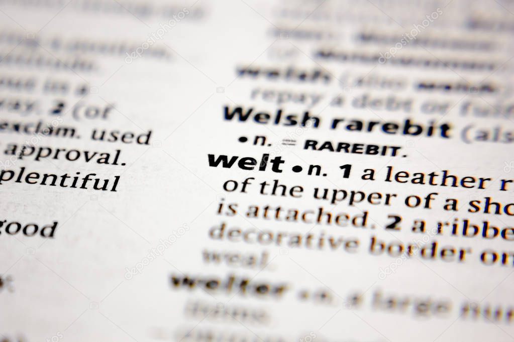 Word or phrase welt in a dictionary.