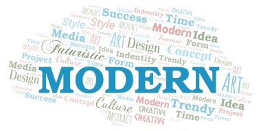 Modern kelime bulutu. Yalnızca metinle yapılan Wordcloud.