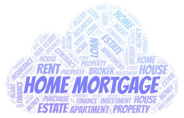 Ev Mortgage kelime bulut. Yalnızca metinle yapılan Wordcloud.