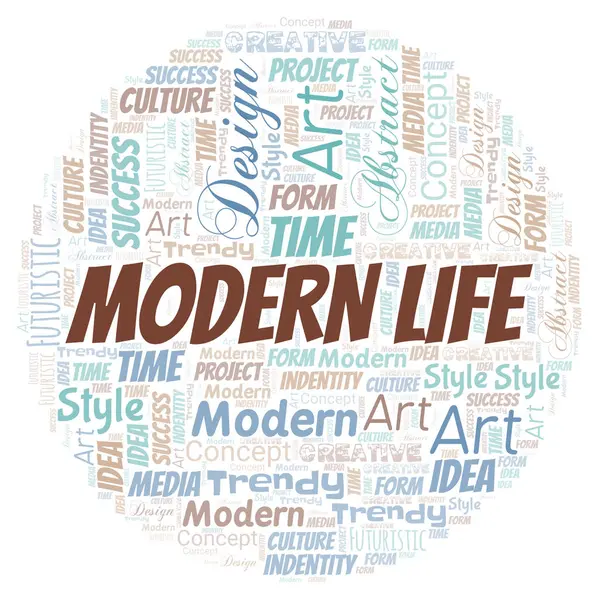 Modern Life nuvem de palavras. Wordcloud feito apenas com texto . —  Vetores de Stock