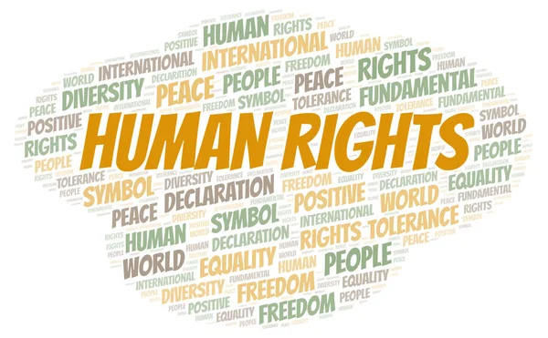 Human Rights word cloud. Wordcloud made with text only. — Stock Vector