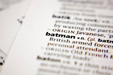 Sözlükteki sözcük ya da cümle Batman 'i.