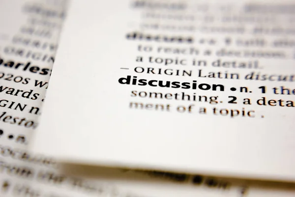 Slovo nebo fráze diskuse ve slovníku. — Stock fotografie