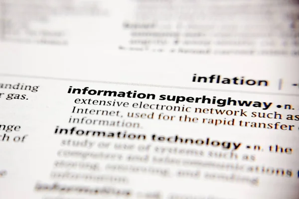 Palavra ou frase super-estrada da informação em um dicionário . — Fotografia de Stock