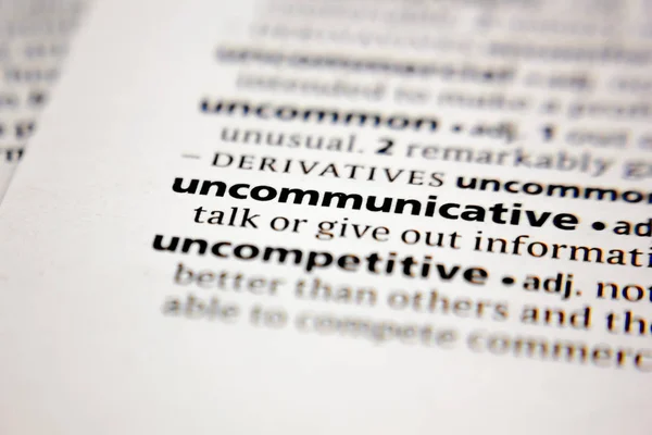 Word or phrase uncommunicative in a dictionary. — Stock Photo, Image