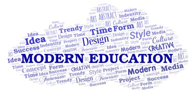 Modern Eğitim kelime bulut. Yalnızca metinle yapılan Wordcloud.