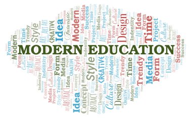 Modern Eğitim kelime bulut. Yalnızca metinle yapılan Wordcloud.