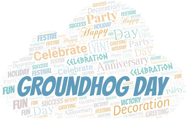 Groundhog Day Word Cloud (em inglês). Wordcloud feito com texto . —  Vetores de Stock