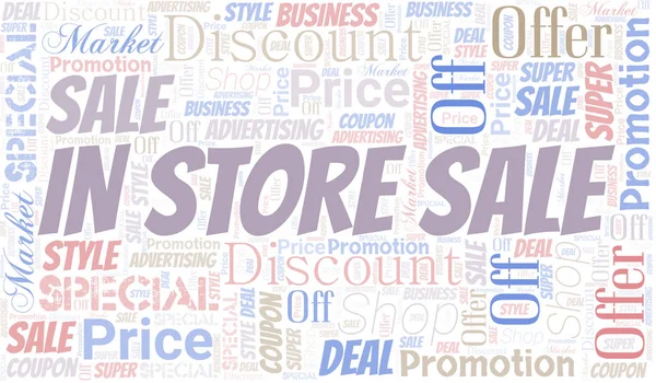 In vendita negozio Word Cloud. Wordcloud fatto con testo . — Vettoriale Stock