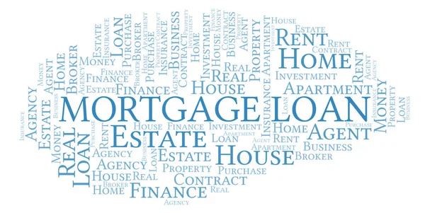 Mortgage Kredisi kelime bulut. Yalnızca metinle yapılan Wordcloud.