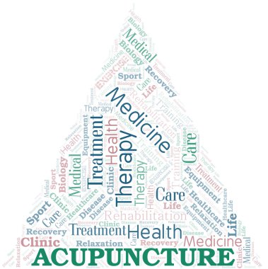 Akupunktur kelime bulutu. Yalnızca metin ile yapılan wordcloud.