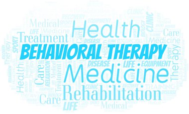 Davranış terapisi kelime bulutu. Yalnızca metin ile yapılan wordcloud.