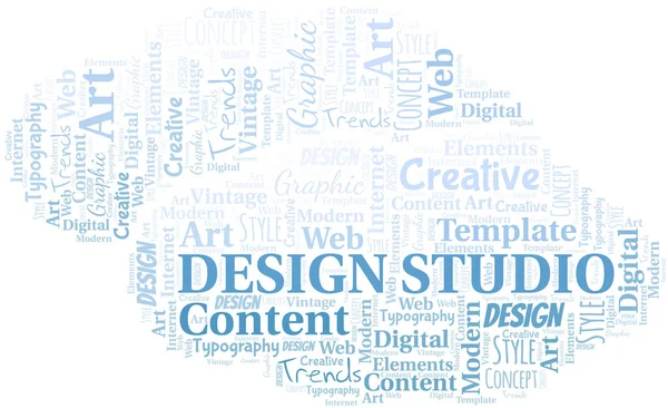 Design Studio nuvem de palavras. Wordcloud feito apenas com texto . —  Vetores de Stock