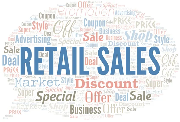 Kiskereskedelmi értékesítési Szófelhő. Wordcloud készült szöveggel. — Stock Vector