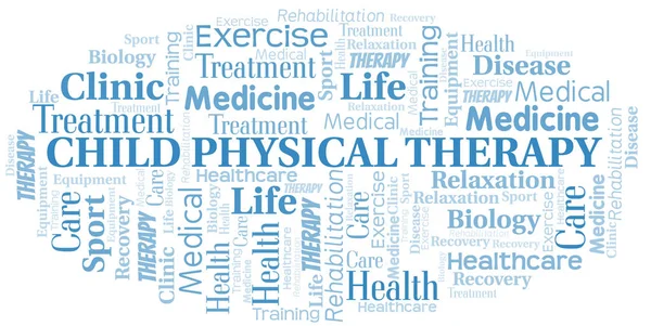 Child Physical Therapy word cloud. Wordcloud made with text only. — Stock Vector