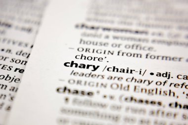 Sözlük içinde kelime veya cümle Chary.