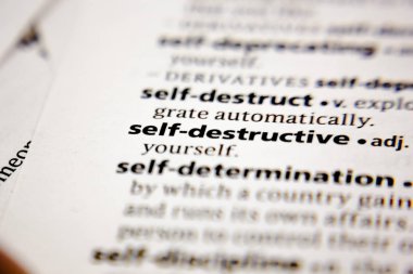 Kelime veya cümle bir sözlükte kendini yıkıcı.