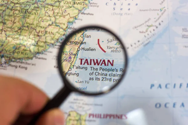 Taiwan on the map of the world.