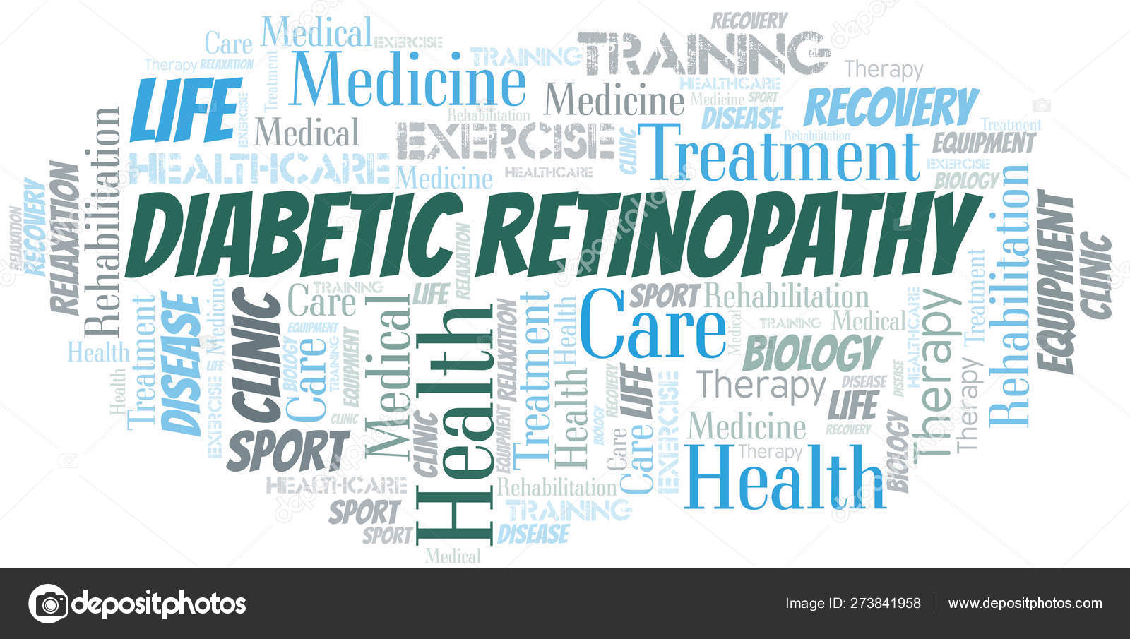 Diabetic Retinopathy word cloud. Wordcloud made with text only. Stock