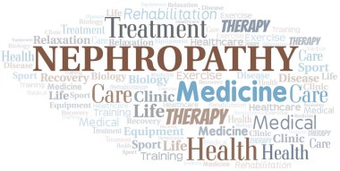 Nefropati kelime bulutu. Yalnızca metin ile yapılan wordcloud.