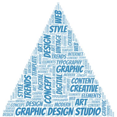 Grafik tasarım stüdyosu kelime bulutu. Yalnızca metin ile yapılan wordcloud.