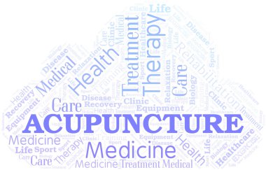 Akupunktur kelime bulutu. Yalnızca metin ile yapılan wordcloud.