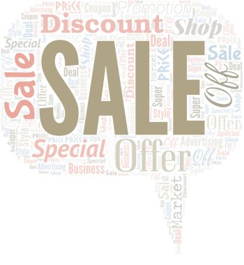 Sale. png Word bulutu. Metin Ile yapılan wordcloud.
