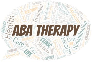 ABA Therapy kelime bulutu. Yalnızca metin ile yapılan wordcloud.